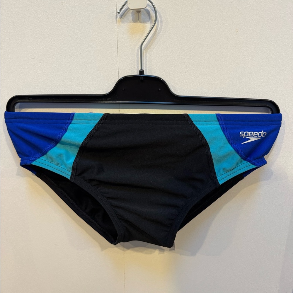Speedo Men's Black and Teal Swim Trunks --NWOT